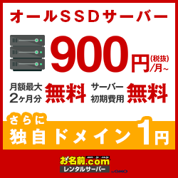 お名前.comのレンタルサーバーは抜群のコストパフォーマンス 月額900円から利用可能!